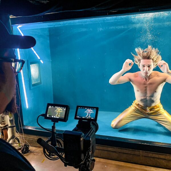 Video shoot for local band music video in water tank