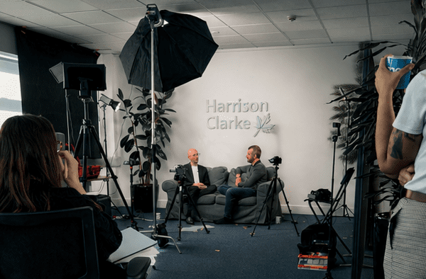 filming podcast with harrison clarke