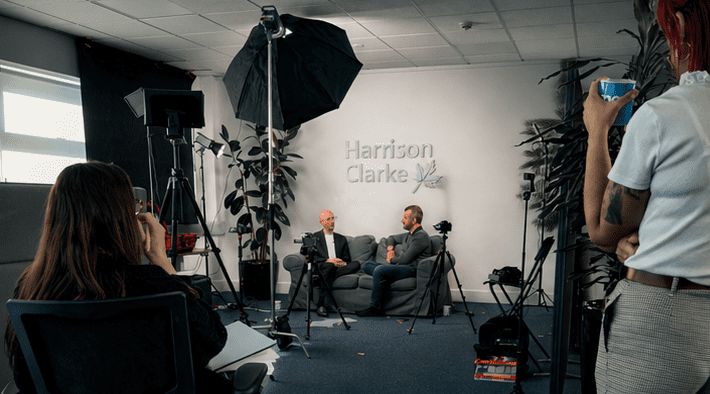 filming podcast with harrison clarke