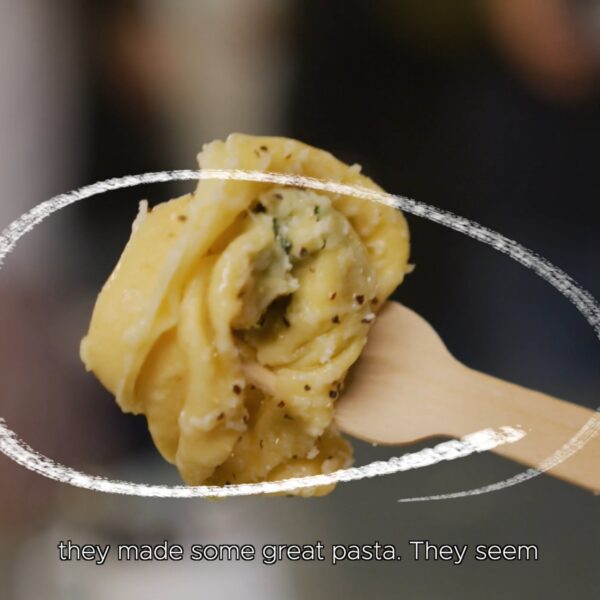 pasta on fork